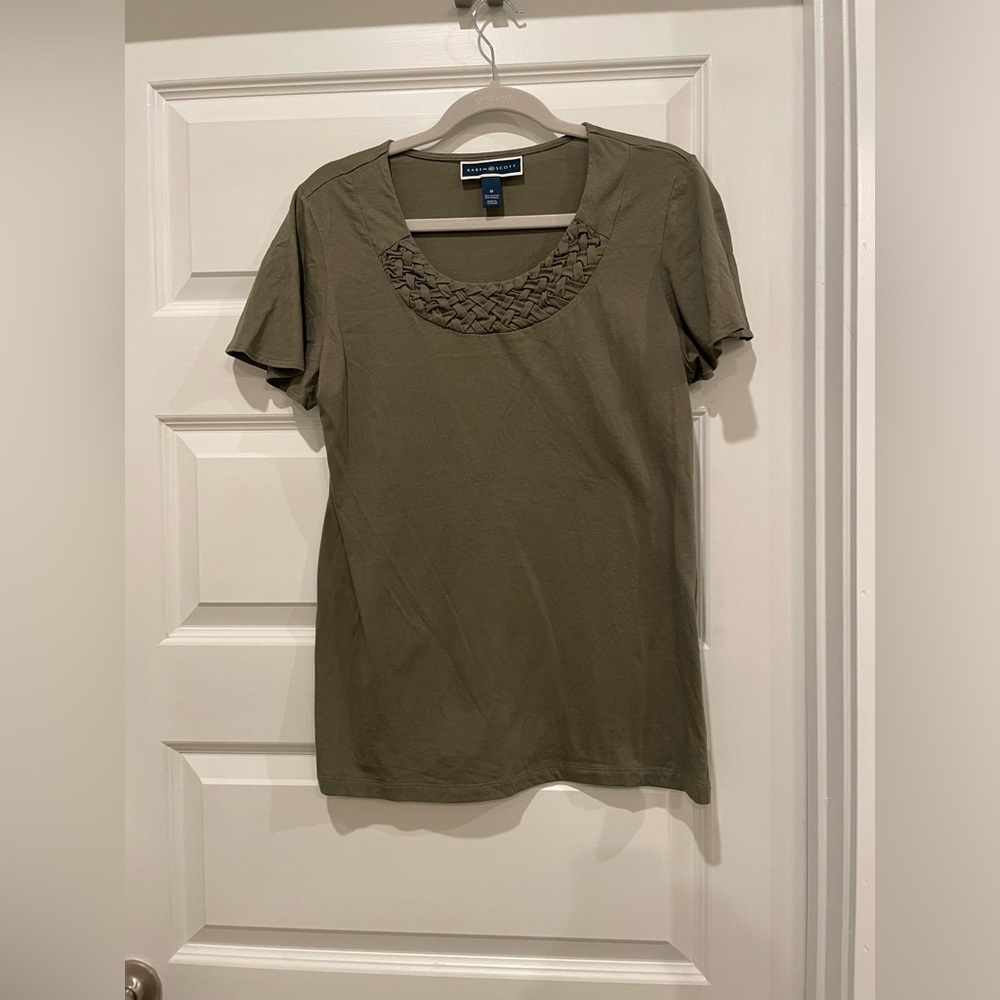 Karen Scott- Olive Green Top- Size Medium